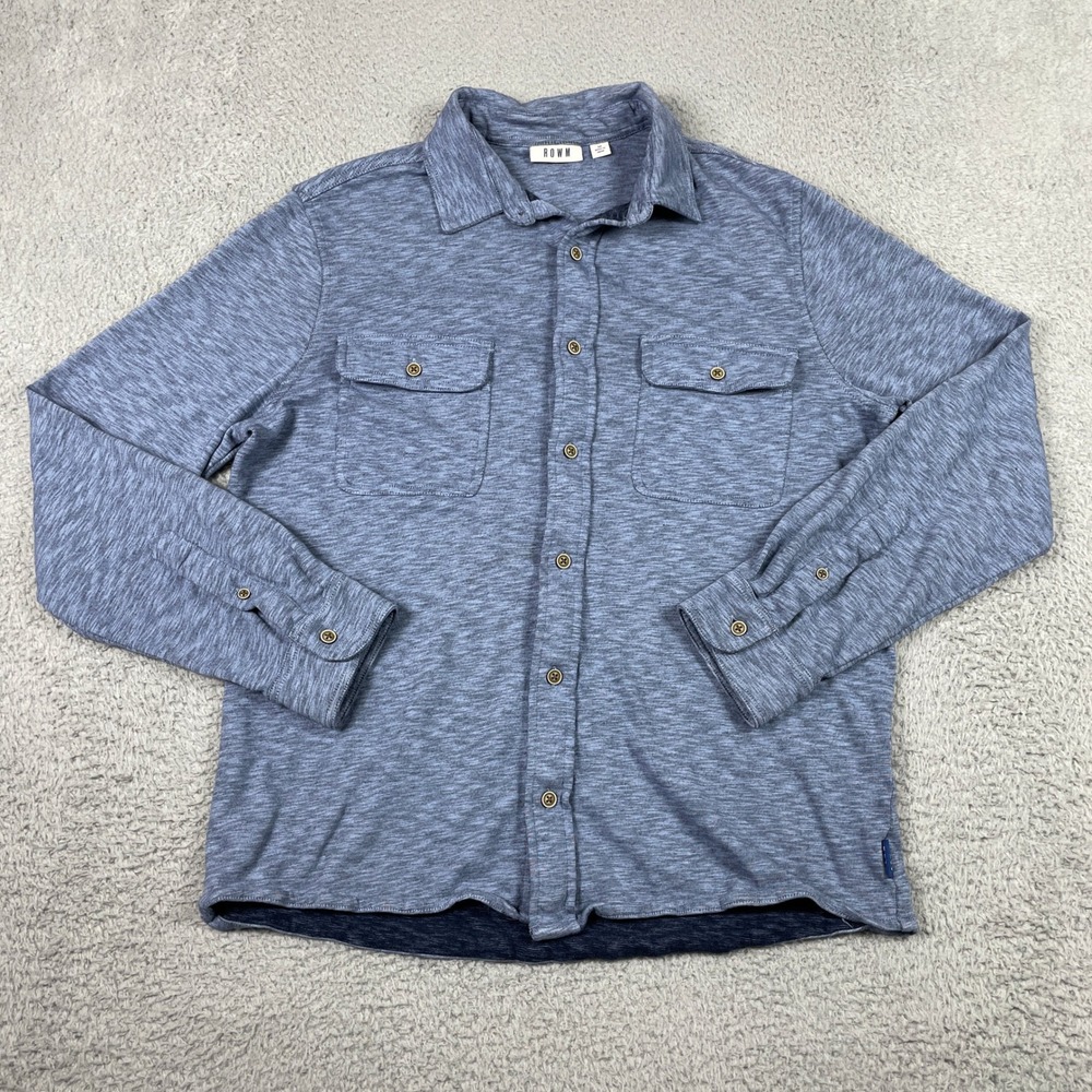ROWM Button Down Shirt Mens Medium Blue Heathered Long Sleeve Cotton